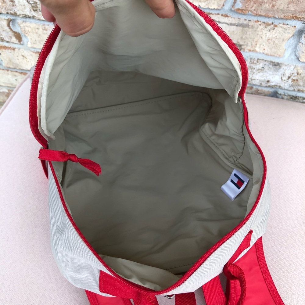 Tommy Hilfiger Red Tan Medium Size Snap/ Zipper Closure Women’s Backpack - Picture 14 of 16